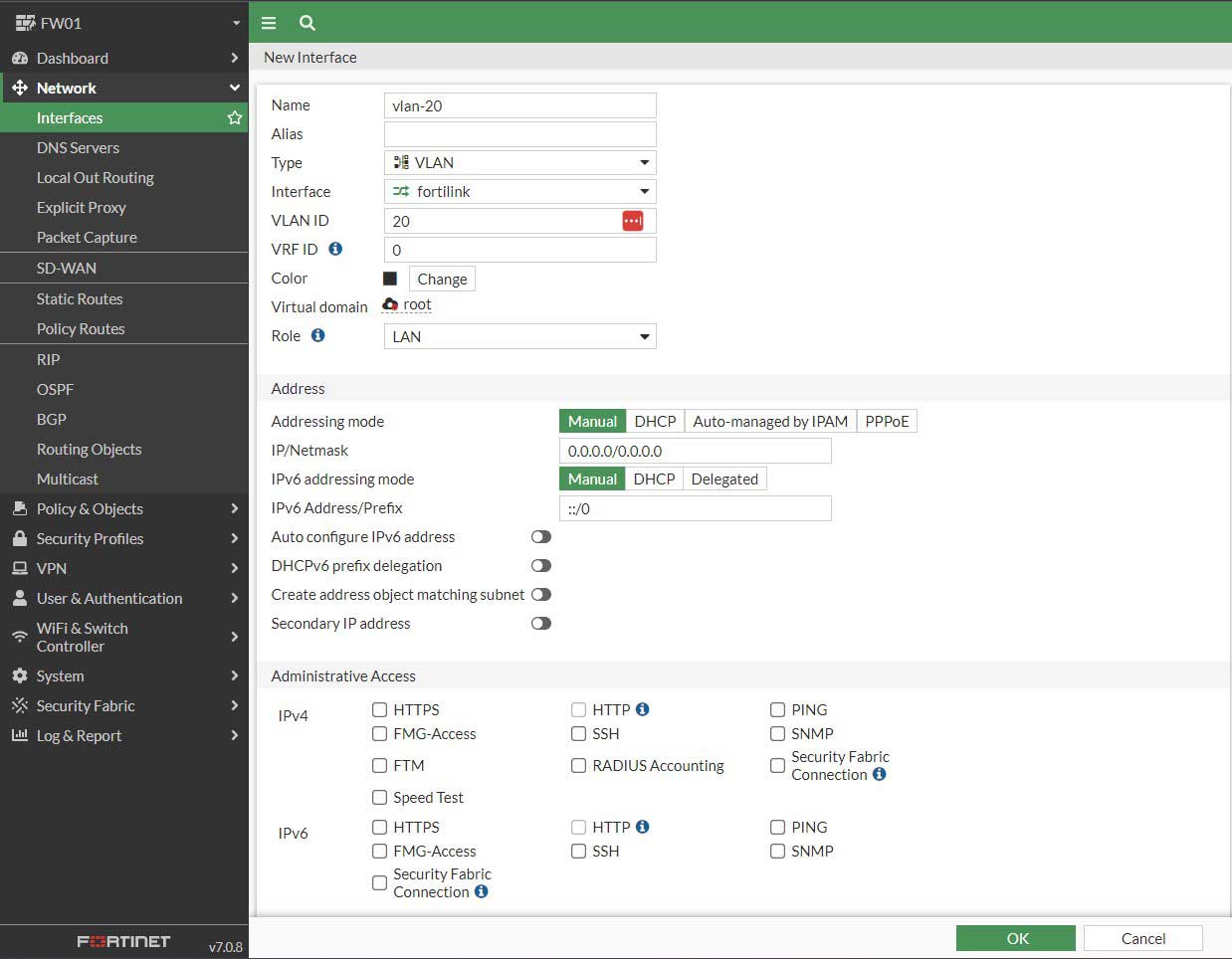 FortiSwitch poorten en VDOM setup